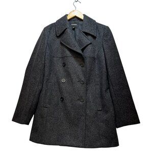 Express Womens Preppy Double Breasted Peacoat Size 7/8 Wool Blend Gray Winter